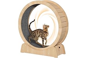 39.4" Wooden Cat Running Wheel: Indoor Feline Exercise and Fun