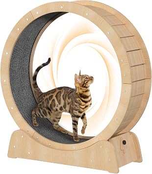 39.4" Wooden Cat Running Wheel - Low Noise Exercise Wheel for Large Indoor Cats