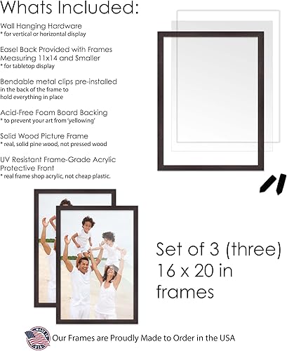 Vista 65 de Juego de 3 portarretratos de 16 x 20 pulgadas, color blanco lavado, de madera de 16 x 20 pulgadas, para pared de galería, 3 marcos de 16 x 20 Blanco