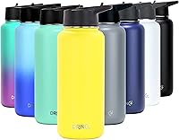 Vista 31 de Drinco - Botella de agua de acero inoxidable con boquilla, tapa aislada al vacío, botella de agua de doble pared, de boca ancha