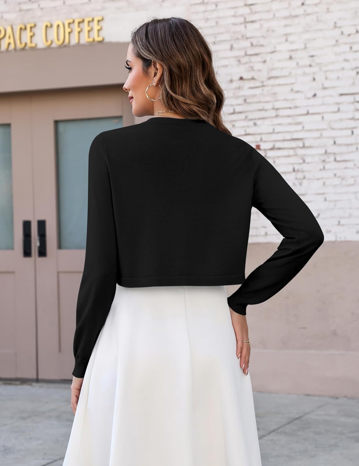 Zeagoo Cropped Cardigan Sweaters for Women Long Sleeve Knit Open Front Bolero Shrug for Dresses - Image 4