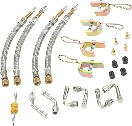 Extensión de vástago de válvula, 4 extensores de vástago de válvula trenzada de acero inoxidable de 7 pulgadas, 6 unidades de 45 90 y 135 grados de