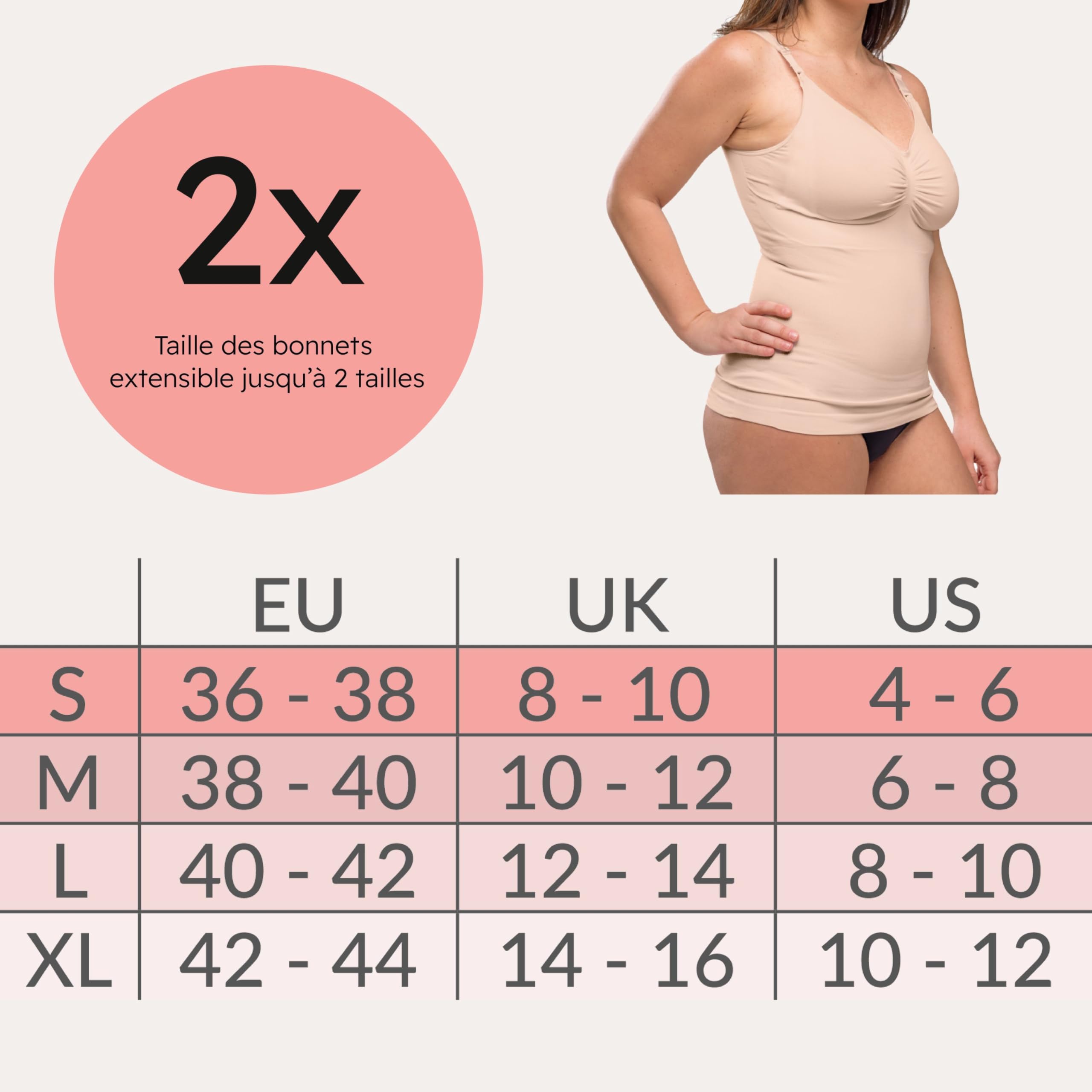 Carriwell Débardeur d’Allaitement sans Coutures | Clips d’Ouverture à Une Main, Tissu Doux, Bonnets Extensibles x2, Soutien Confortable & Élégant Pendant l’Allaitement & Le Post-Partum | Tailles S-XL