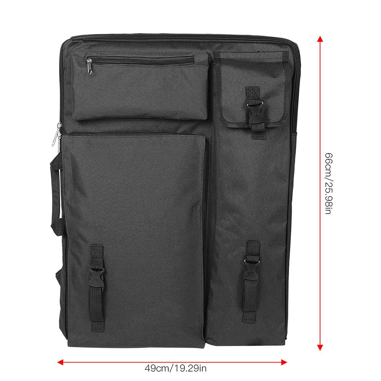 Grande borsa da disegno impermeabile multifunzione 4K borsa da trasporto con tracolla e fibbia per viaggi all'aperto(Nero)