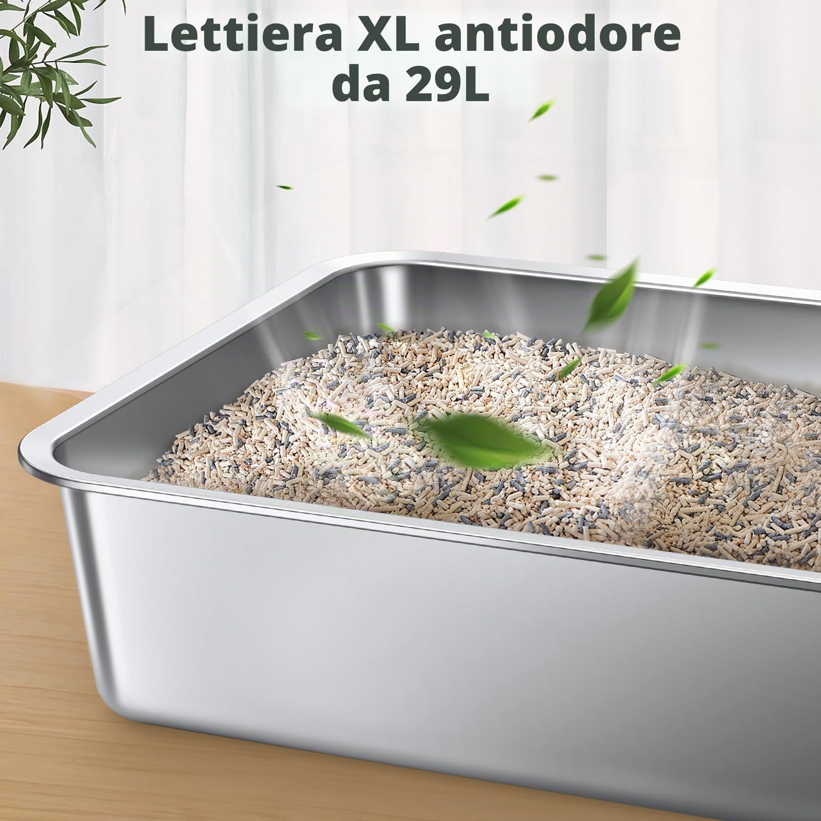 Gimars Lettiera Gatto Inox Extra Large - Lettiere Acciaio Inox Spessa, Facile da Pulire, Bordo Alto, Antiruggine, Non Assorbe Odori, Vassoio in Metallo per Gatti e Conigli