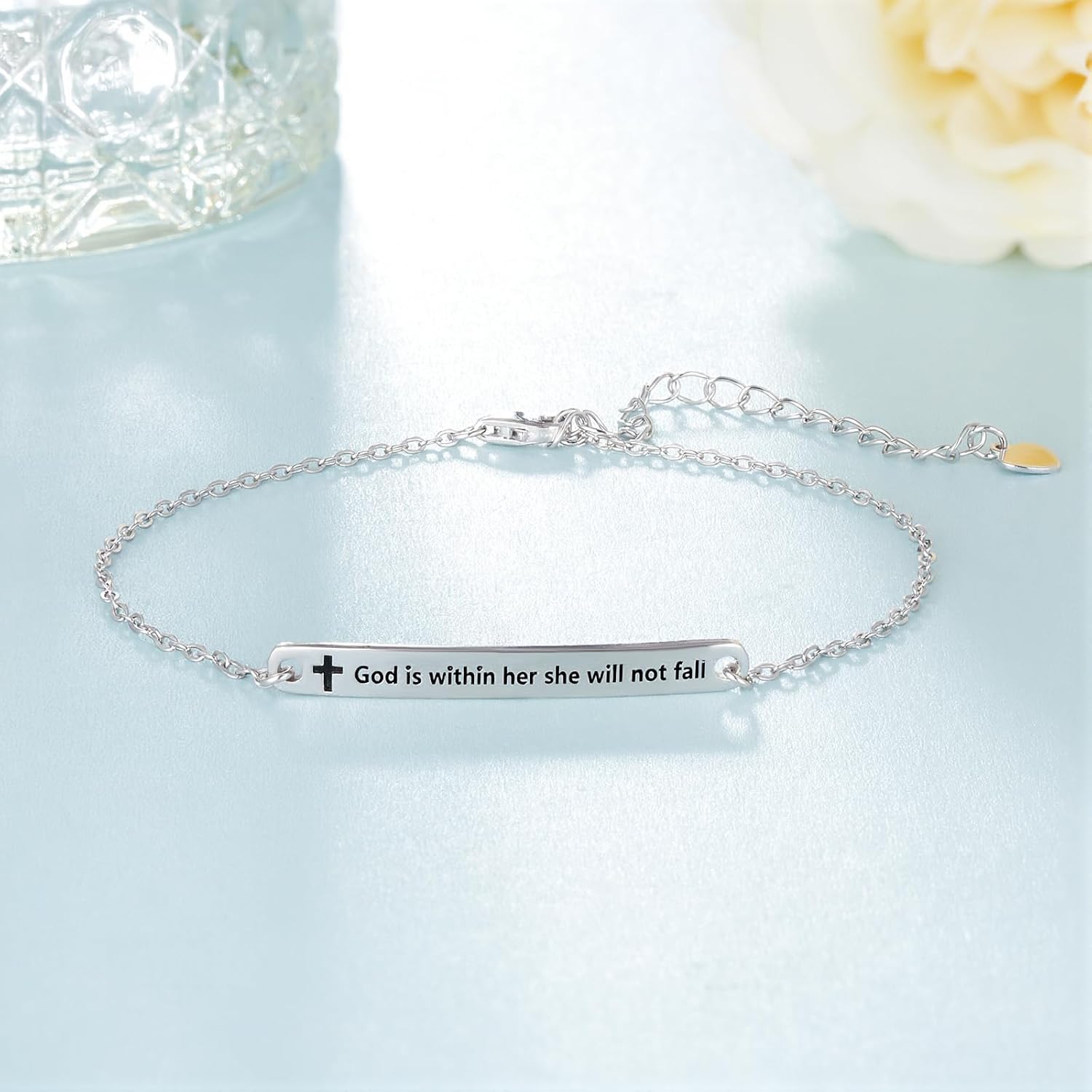 Inspirational Bracelet 925 Sterling Silver Bible Verse Bracelets Inspirational Christian Jewelry Gifts for Women Men