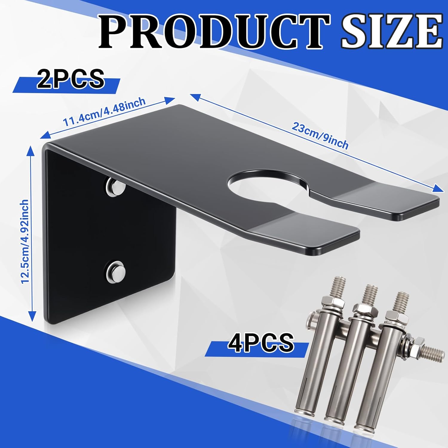 2 Pcs Ice Auger Wall Mount Heavy-Duty Vertical Storage Bracket with Mounting Hardware, 23 cm (9.1 Inches) Long, Suitable for Ice Fishing Equipment Storage Garages and Tool Rooms