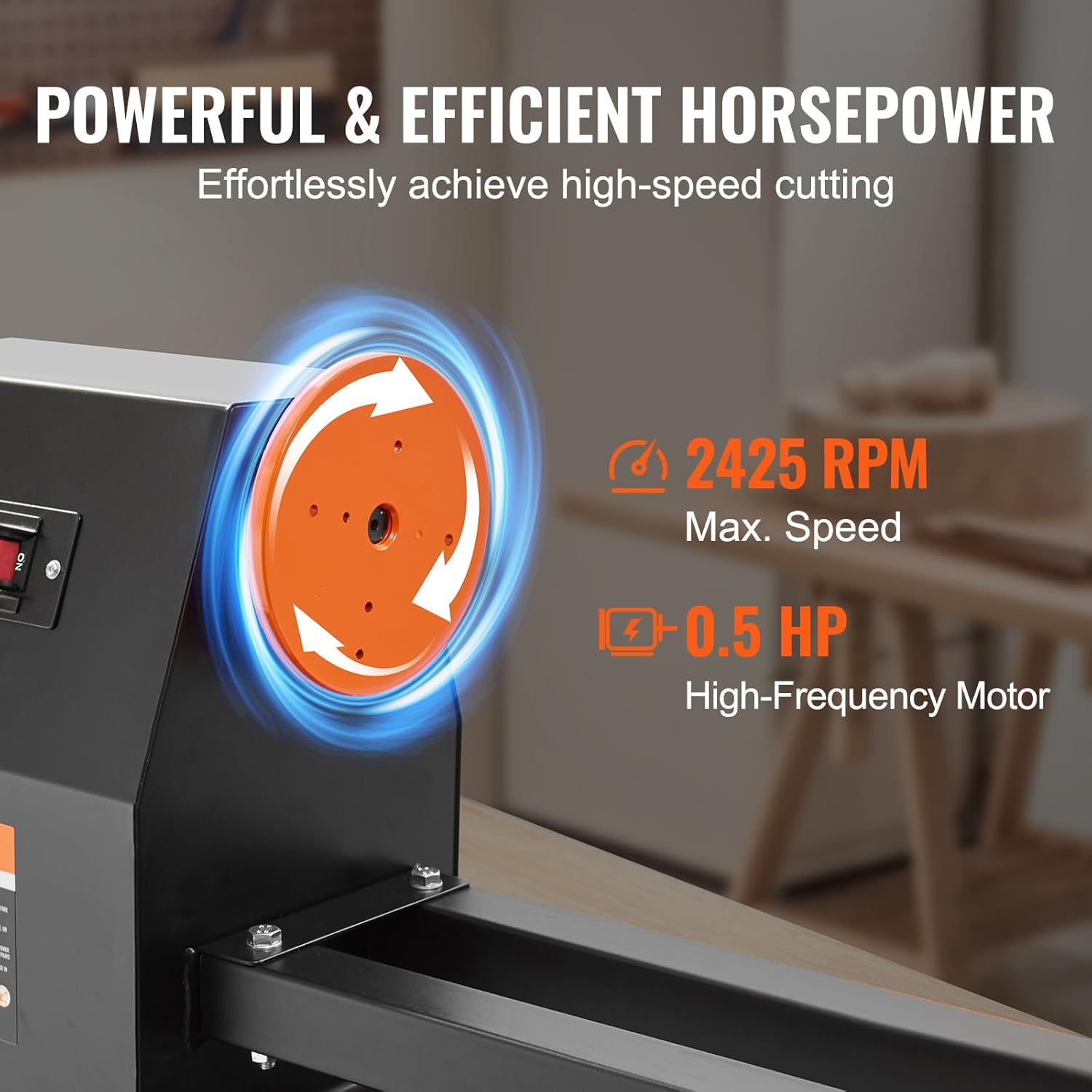 Happybuy Tabletop Wood Lathe, Dimensions 14x40 inches, Motor Power 0.5 HP 370W, Features Variable Speeds 885/1245/1715/2425 RPM