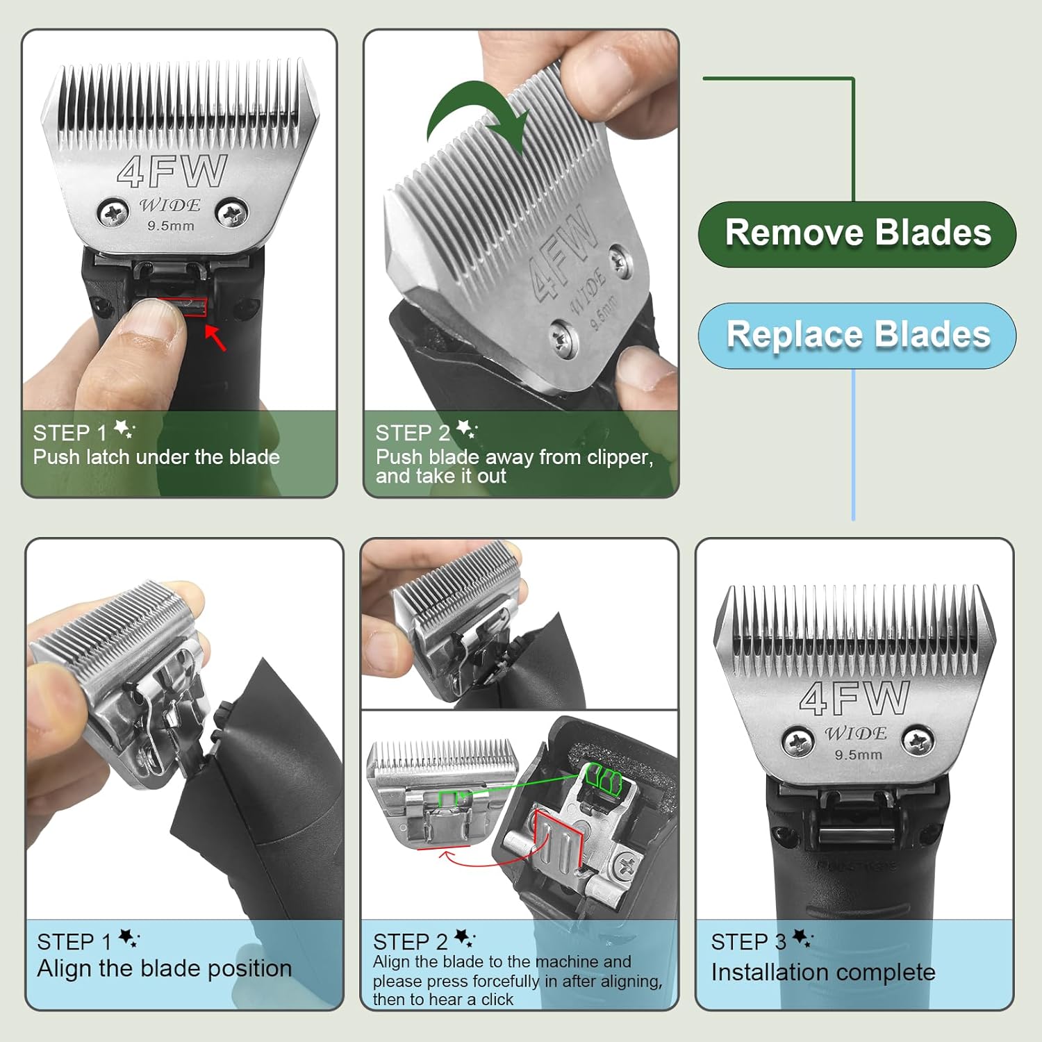 3 Pack 7 Wide Blades for Dog Grooming,Compatible with Andis,Oster A5,Wahl km10 Clippers,Cutting Length 1/8"