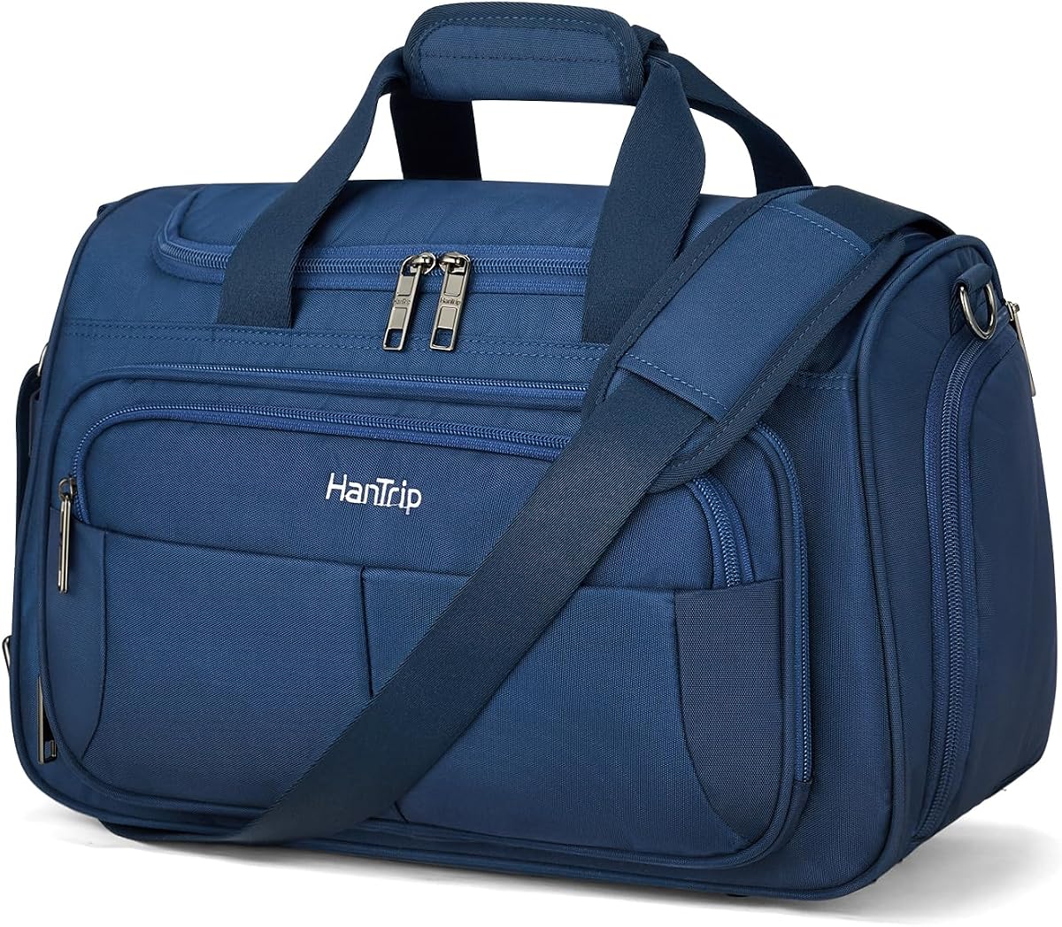 Bolsa de viaje de 16 pulgadas debajo del asiento para aviones, azul | Funda para equipaje, almacenamiento pequeño y compacto, bolsa plegable para pasar la noche, bolsa de viaje, bolsillos con cremallera, ligera, resistente al agua