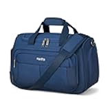HanTrip Carry on Duffel Bag Foldable Duffle Bags for Travel, Under Seat Personal Item Bags for Airplanes, Weekender Overnight Mens Travel Tote Bag for Women Small Softside Carry on Luggage (Blue)