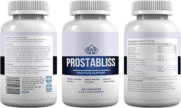 Prostabliss Prostate Support Capsules, Urine Flow Formula, Reduces Bladder Discomfort, 60 Capsules, Vegan, Vegetarian, Gluten Free
