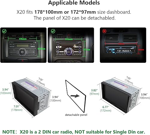 Miniatura 2 de Eonon Receptor estéreo inalámbrico para automóvil CarPlay y Android Auto, radio universal de 7 pulgadas con pantalla táctil doble DIN, soporte de