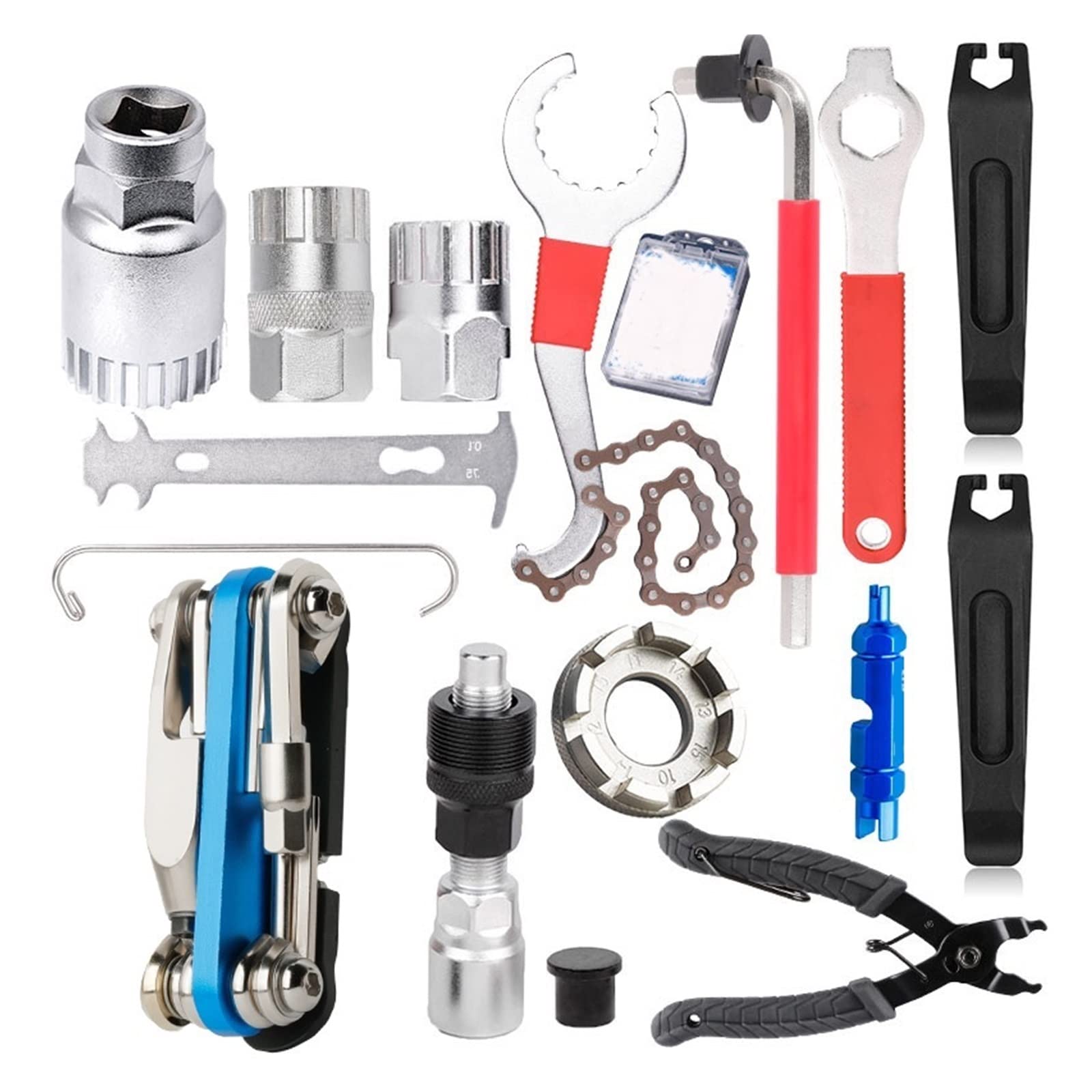 LamaMe TRUSTTWO - Kit de herramientas para reparación de bicicleta, cortador de cadena de bicicleta, rueda libre, caja de volante, piñón, extractor, conjunto multiservicio The New
