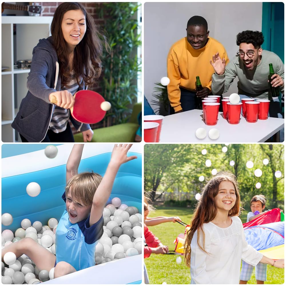 Mizikuu Lot de 50 balles de tennis de table blanches en plastique pour entraînement de ping-pong décorations sport