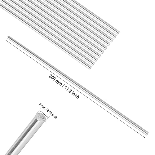 Miniatura 2 de Varilla redonda de acero inoxidable 304, varillas de metal sólido para torno para manualidades, modelo, automóvil, helicóptero, avión (0.079