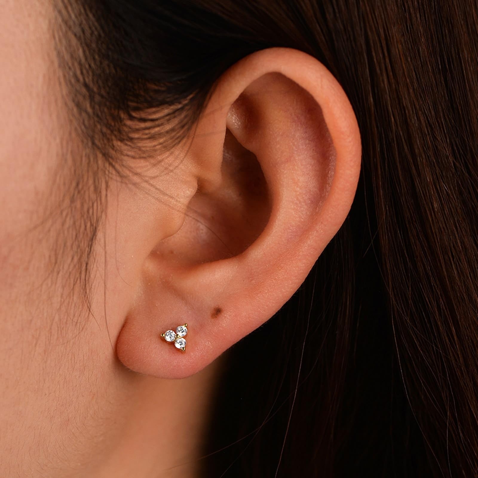 Pendientes de oro blanco 375 de 9 quilates con moissanita, triángulo Au375, pendientes de oro