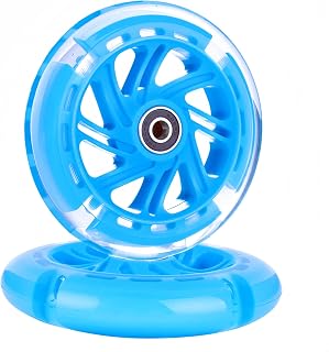AOWESM 120mm Light Up Scooter Wheels 120 mm PU LED Flash Flashing 3-Wheel Kick Scooters Front Replacement Wheels for Kids Toddles Boys and Girls (2-Pack)