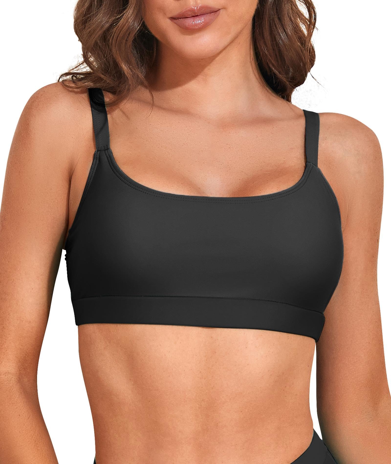 Sports Swim Bra Bikini Tops for Women Classic Bathing Suits Top with Padded Crop Swimsuit