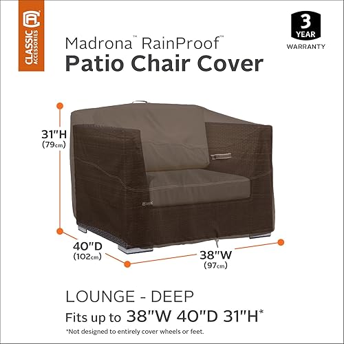 Miniatura 2 de Classic Accessories Madrona - Funda impermeable para silla de patio de 38 pulgadas de profundidad