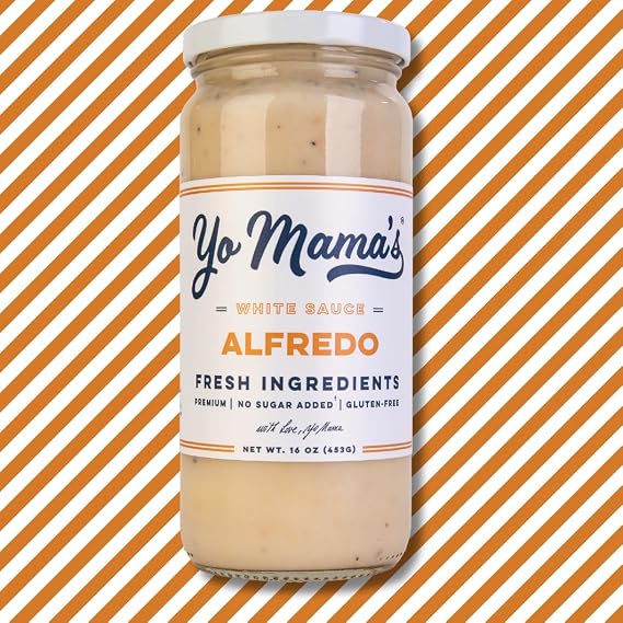 Yo Mamas Foods Gourmet Keto Classic Alfredo Pasta Sauce | (3) 16 Ounce Glass Bottles | Low Carb, Paleo, Gluten Free, Low Calorie and is Made with only the Freshest Ingredients!