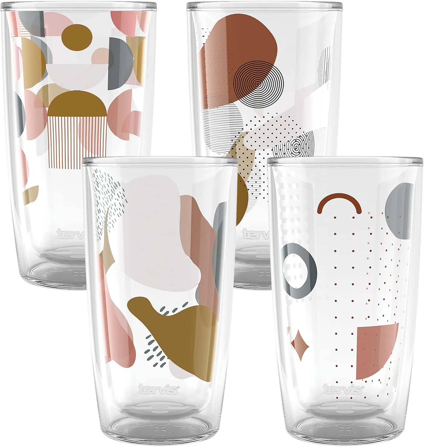 Tervis Mid Mod Jazz Collection Made in USA Double Walled Insulated Tumbler Travel Cup Keeps Drinks Cold & Hot, 16oz - 4pk, Assorted