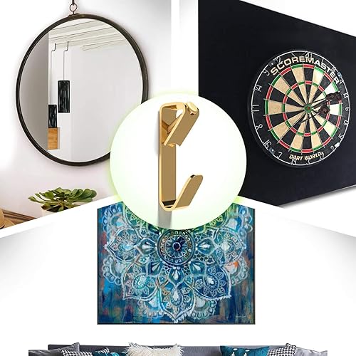 Miniatura 9 de Perchas de fotos de 100 libras, ganchos para colgar fotos, 20 ganchos para marcos, ganchos de fotos, kit de colgadores de accesorios resistentes,