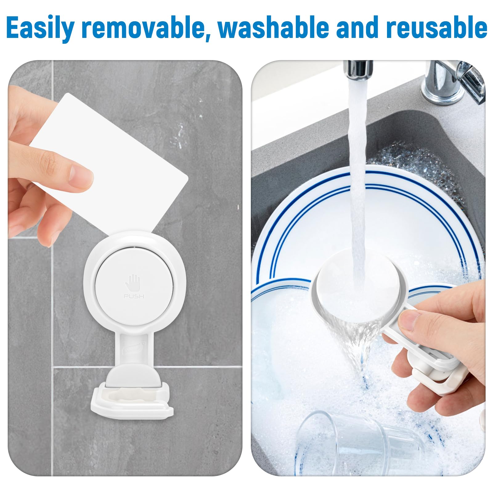 Organizador De Pared Para Escobas Y Fregonas – 4 Soportes + 5 Ganchos, Autoadhesivo, Color Gris