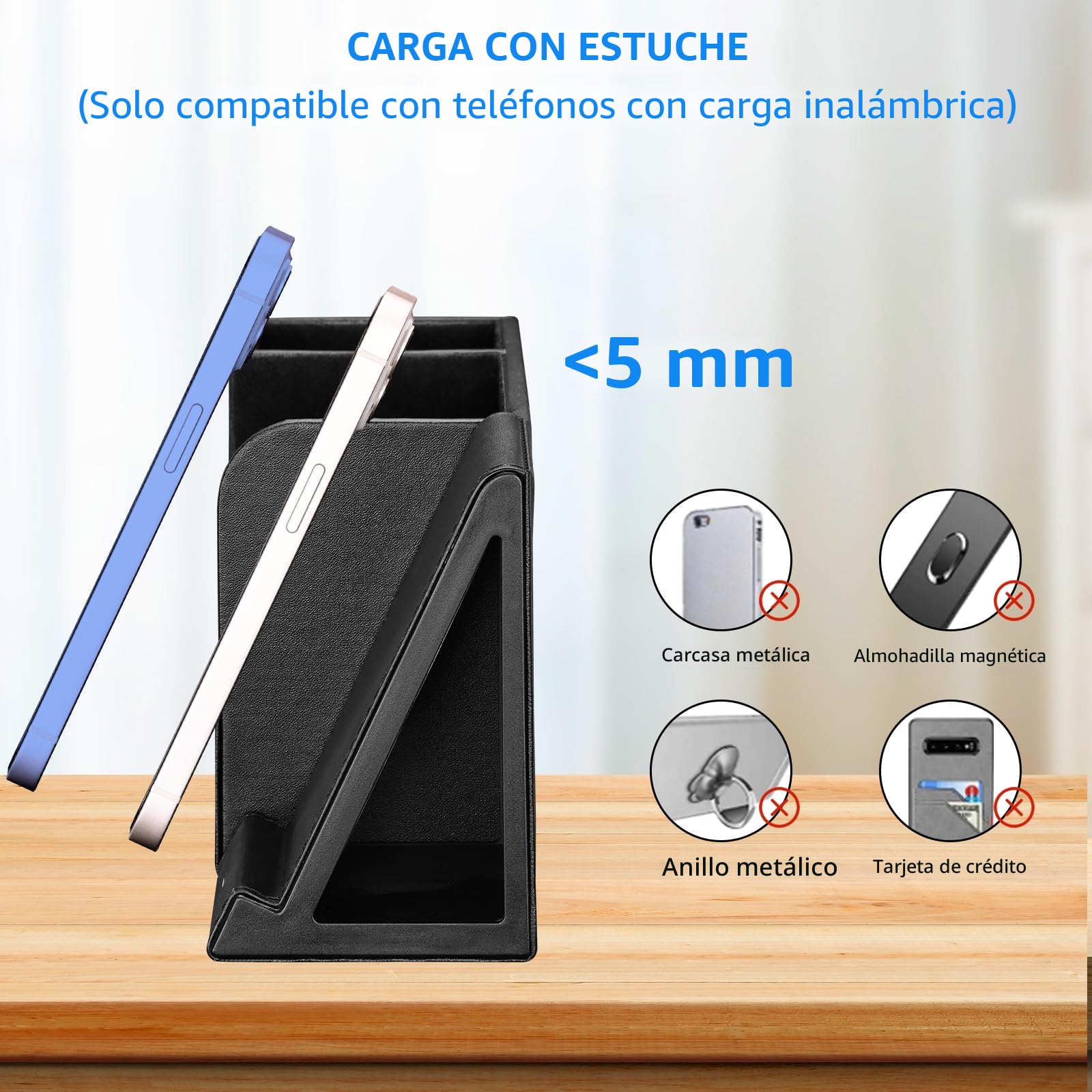 GORESE Organizador de escritorio 2 en 1 con cargador inalámbrico rápido, suministros de oficina, estación de carga inductiva de 10 W para iPhone 15 14 13 12 Pro Max Samsung Galaxy S23/S22/S21/S20/S9