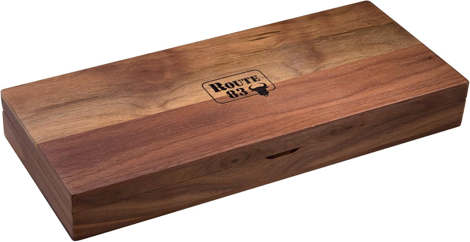 Route83 Signature Prime Rib/Brisket Damascus Steel Two Knife Boning/Trimming Set Italian Olive Wood Handles