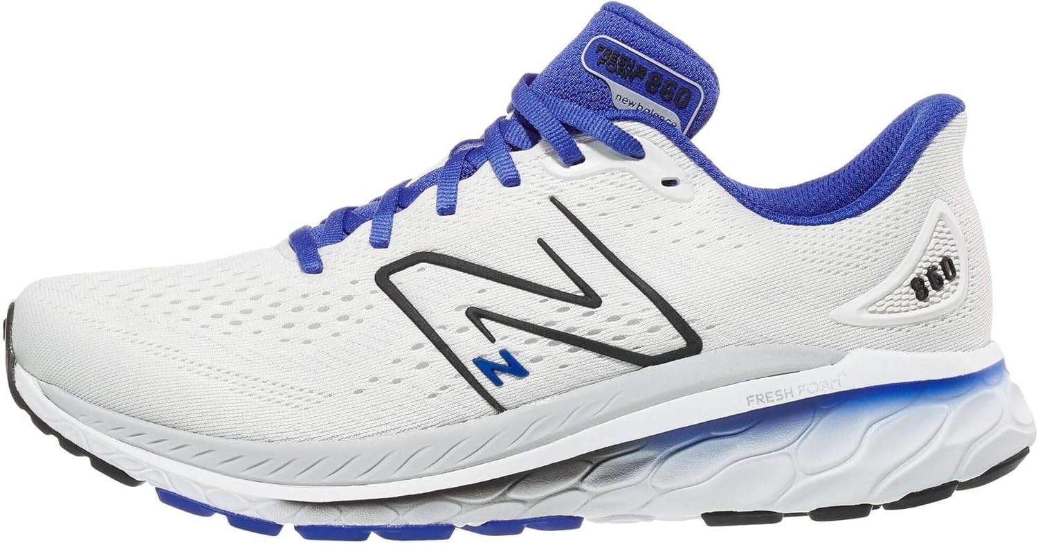 New Balance Men's Fresh Foam 860 V13 Running Shoe, White/Marine Blue, 12 Medium - Image 4