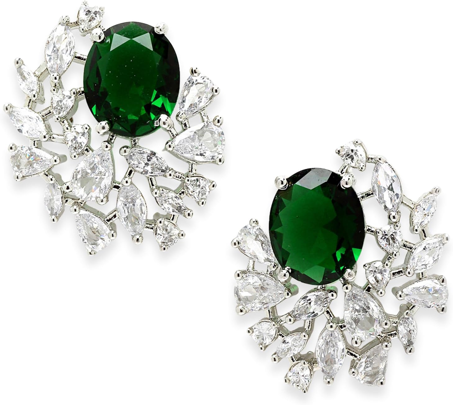 Women Green American Diamond Stud Earrings