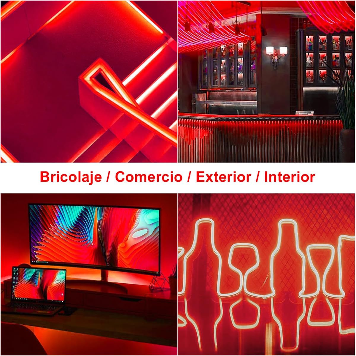 EASYTAO Neon LED Strip 10 m 1200 LED, IP65 Waterproof, Flexible LED Lights Decoration for Suitable TV, Living Room, Bedroom, Room (Red)