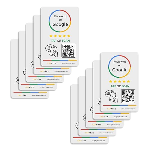 NFC Business Review Stickers (10-Pack) – Compatible with Google Business