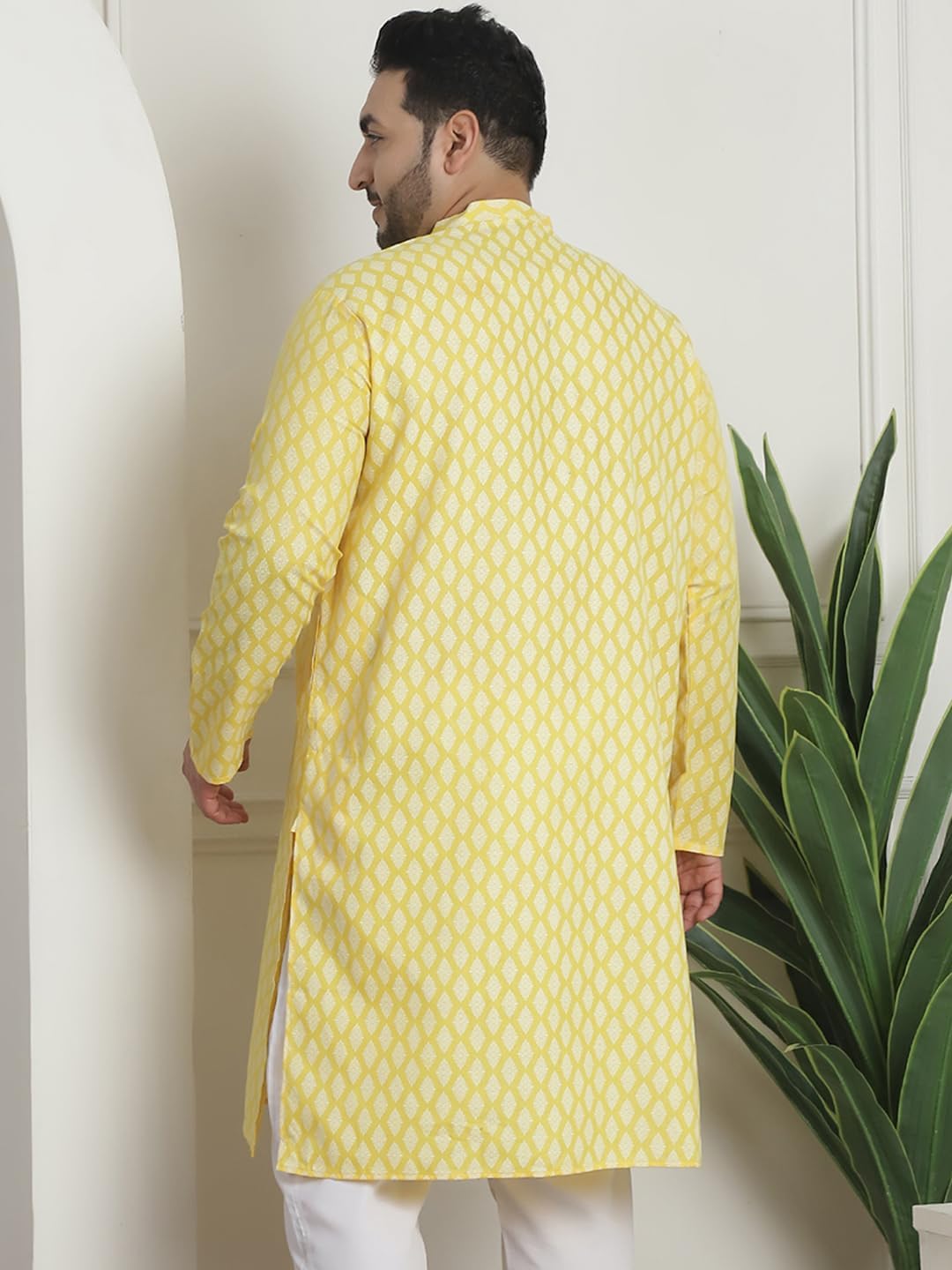Sojanya PLUS (Since 1958) Men's Cotton Blend Printed Long Kurta