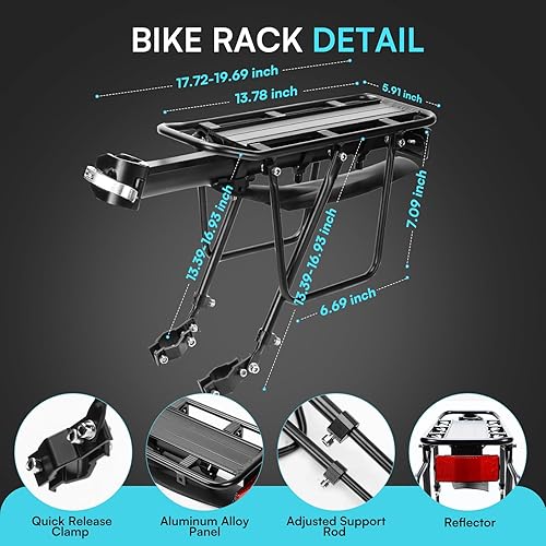 Miniatura 2 de Portabicicletas trasero, capacidad de 110 libras, de liberación rápida, con guardabarros y reflectante, soporte ajustable de aleación de aluminio
