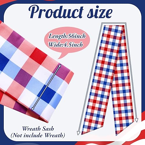 Miniatura 2 de VitalCozy Cinta de corona del 4 de julio para puerta delantera, banda de satén para bordado, guirnalda de monograma, accesorios de cinta, fiesta