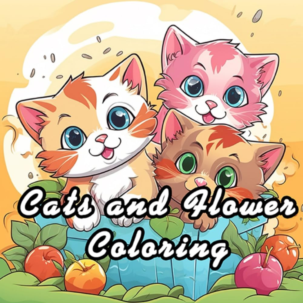 Coloring book with cats and flowers: Coloring book with cats and flowers"