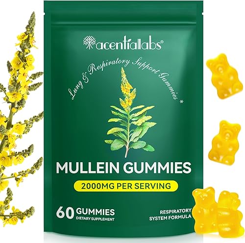 Gomitas de gordolobo para alivio de pulmones y senos nasales, 2000 mg de extracto de hoja de gordolobo, suplemento natural de limpieza pulmonar para