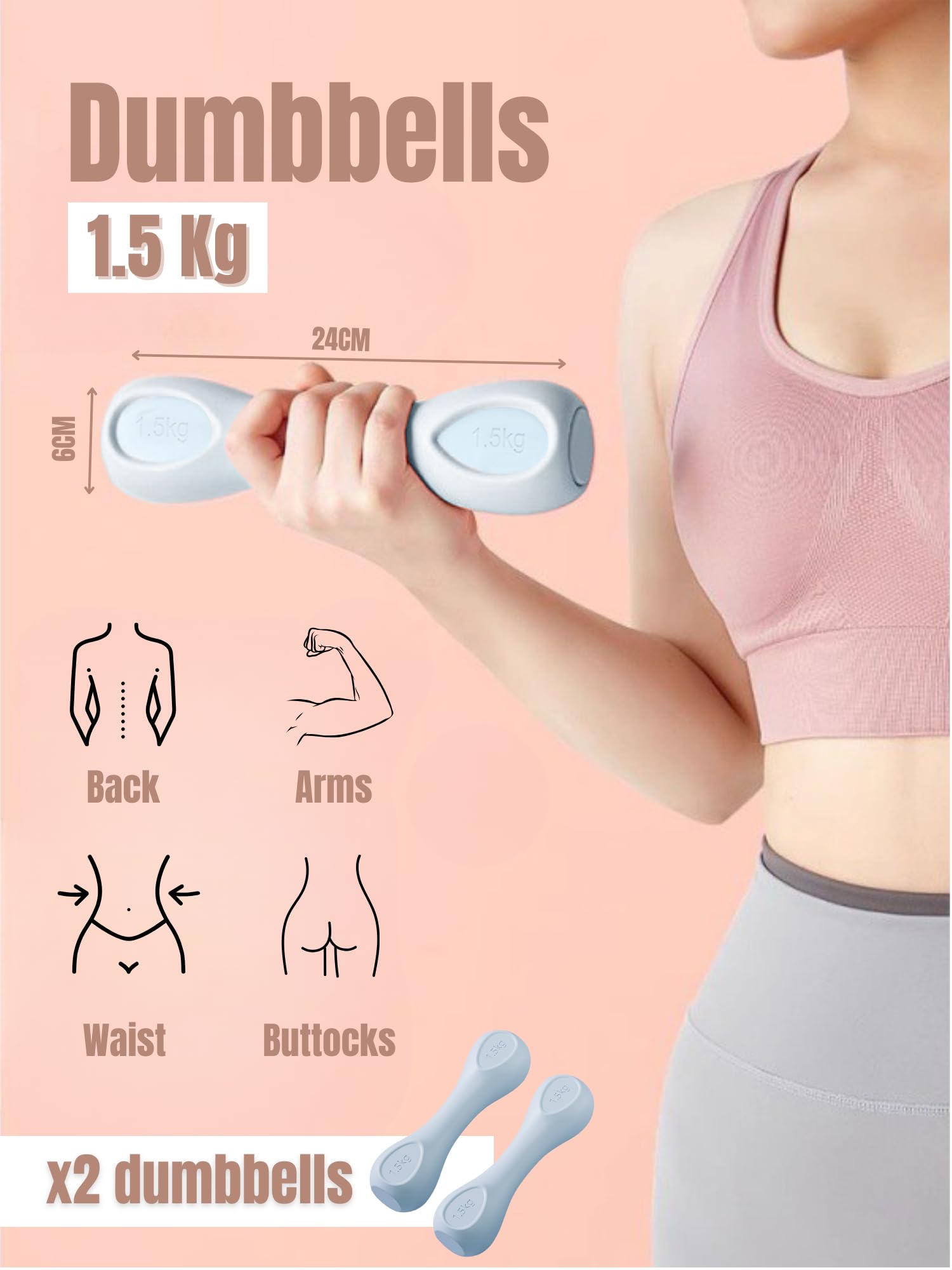 Set 2 Manubri In Neoprene 1kg O 1.5kg - Pesi Leggeri Per Allenamento Casa | Antiscivolo E Ergonomici - Foto 8
