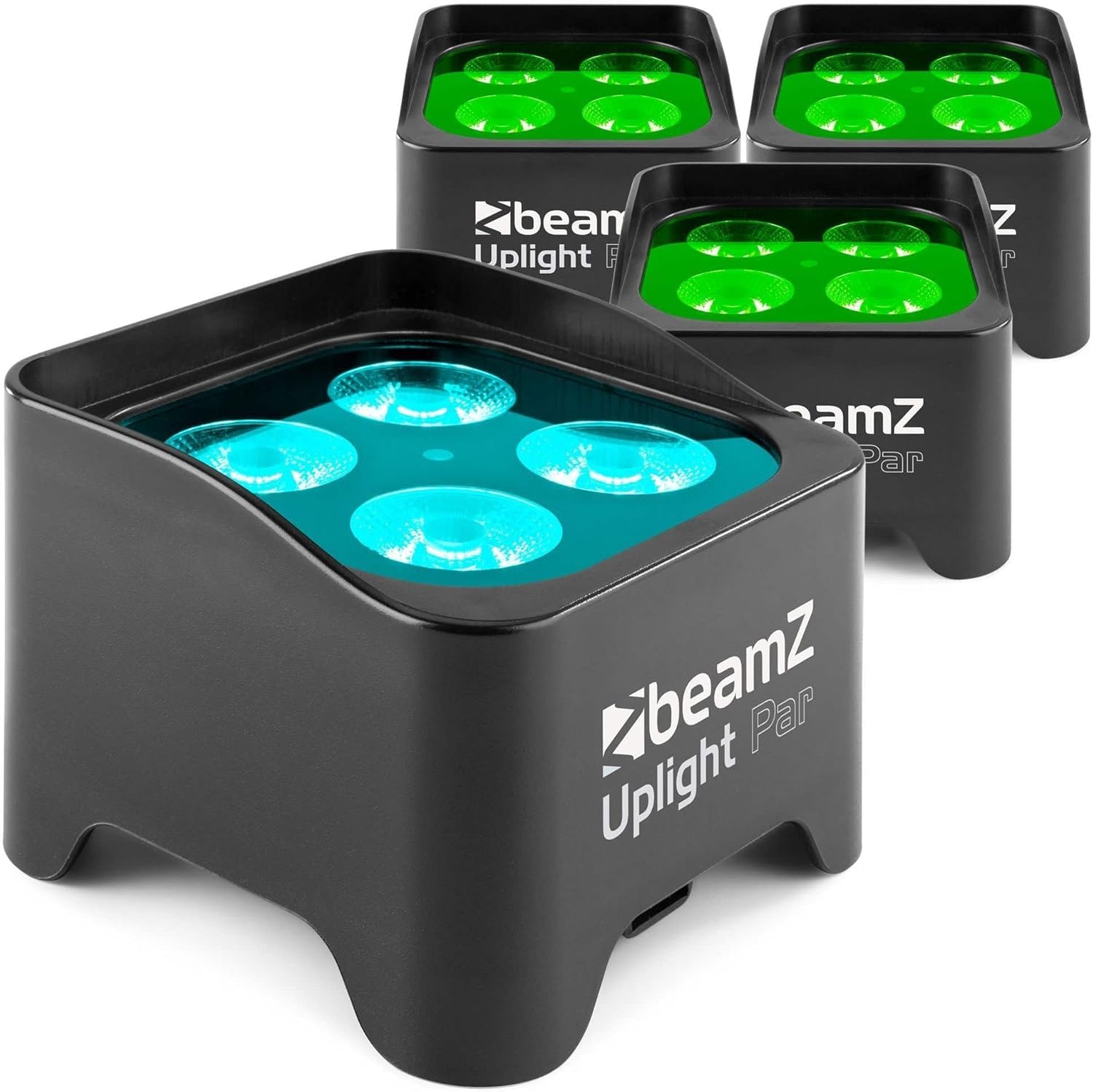BeamZ BBP90-4x Projecteurs d’Ambiance sur Batterie - Noir, 4 x 4 Watts RGB-UV, Autonomie 20H, Câble DMX Inclus, Modes Automatiques, Idéal pour les Mariages, Architectures...