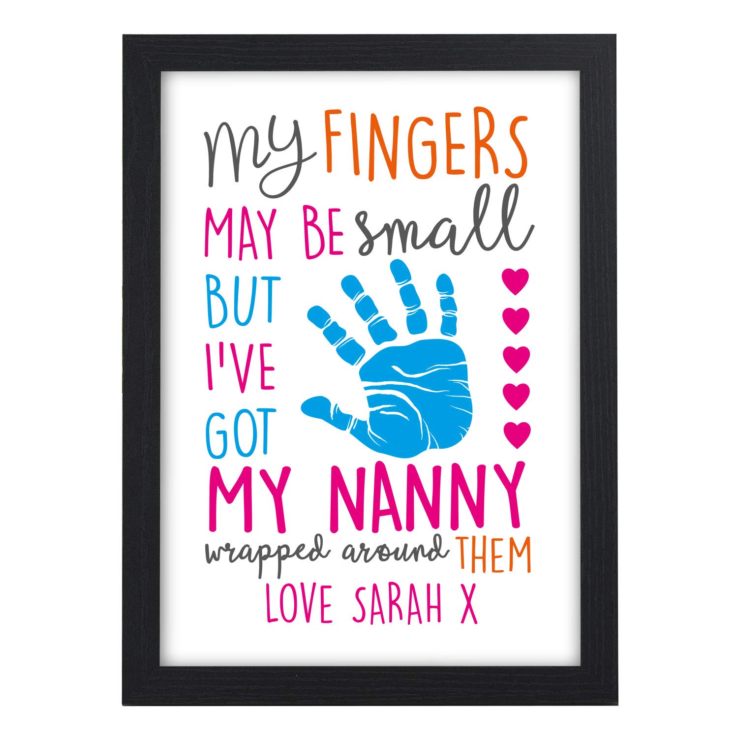 Christmas Gifts for NANNY NAN NANA GRANNY GRAN Personalised Xmas Presents - PERSONALISED with ANY NAME and ANY RECIPIENT - Black or White Framed A5, A4, A3 Prints or 18mm Wooden Blocks