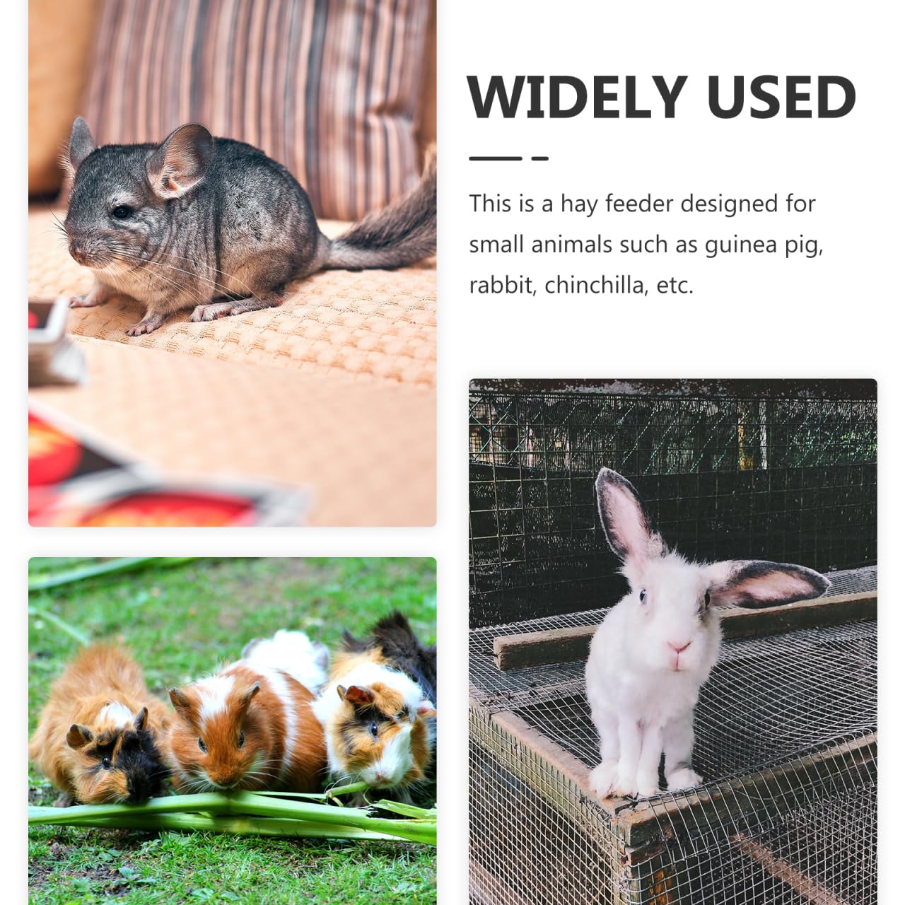 Happyyami Alimentador De Heno para Conejos Y Animales Pequeños Comedero De Heno para Jaula Contenedor De Fácil De Instalar para Hámster Chinchilla Y Conejillo De Indias 9.25X6.69X5.31In