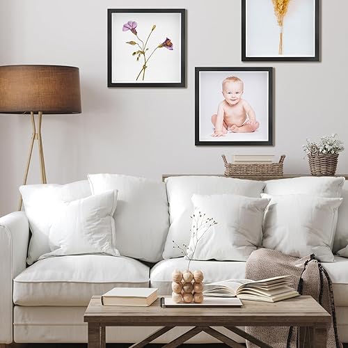 Miniatura 6 de 4 paquetes de 8 x 8 marcos de caja de sombra, marcos 3D, cajas de sombra cuadradas, cajas de exhibición con cinta adhesiva para artículos de bebé,