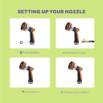 Hose Nozzle [Orange] Heavy Duty Hose Sprayer With 10 Adjustable Watering Patterns. Thumb Control Design, Comfortable Ergonomic Grip, Garden Hose Nozzle for Watering Plants & Lawns/Fun showers/Cleaning