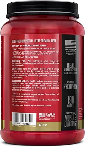 Miniatura 147 de BSN SYNTHA-6 - Proteína de suero en polvo con caseína micelar, proteína de leche de chocolate en polvo, Batido de chocolate, 97 porciones