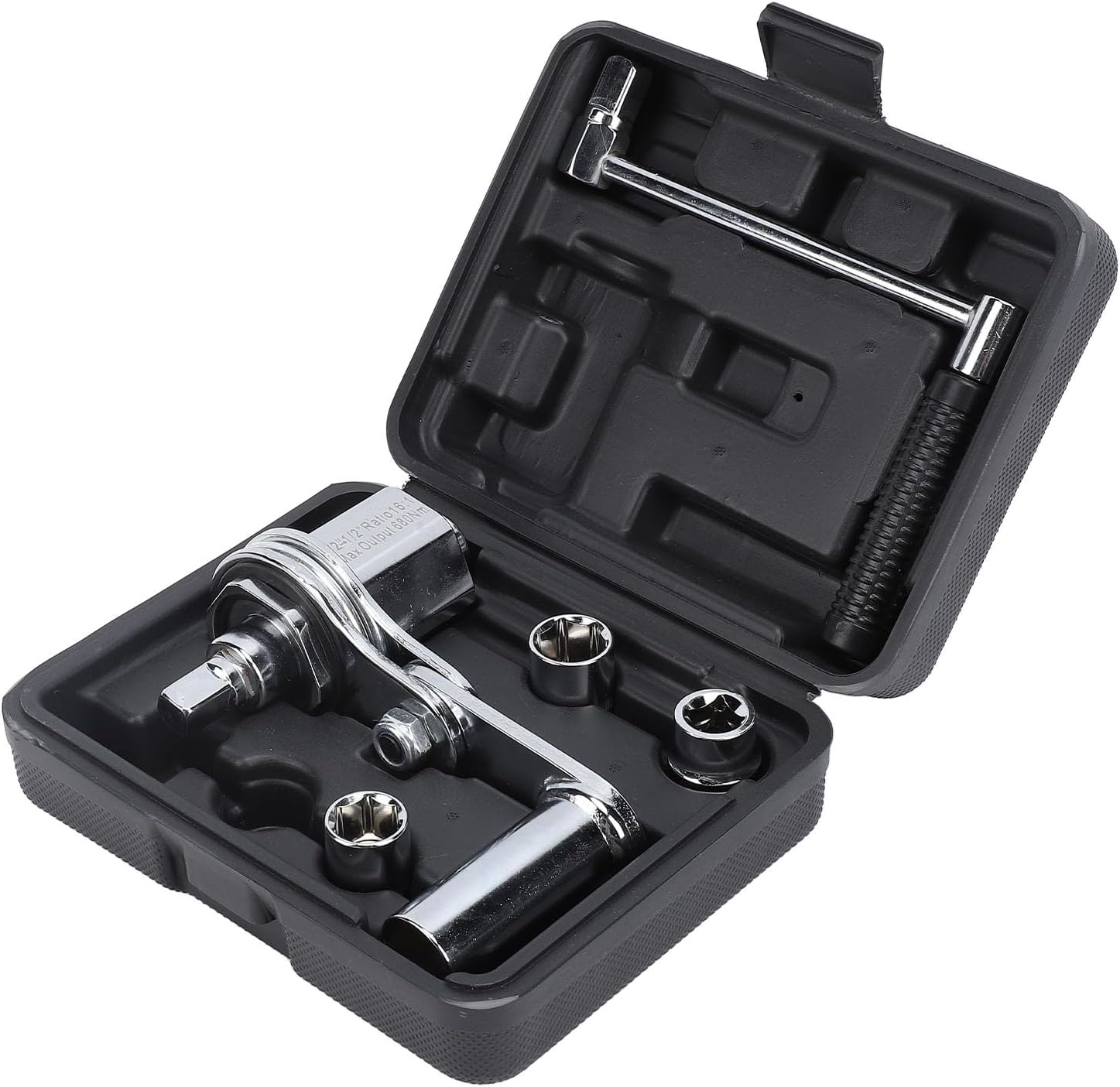 Luocute 1/2in Multiplier Wrench, Heavy Duty Labor Saving Lug Nut Remover with 17mm 19mm 21mm Sockets, for Loosening Car Tire Nuts