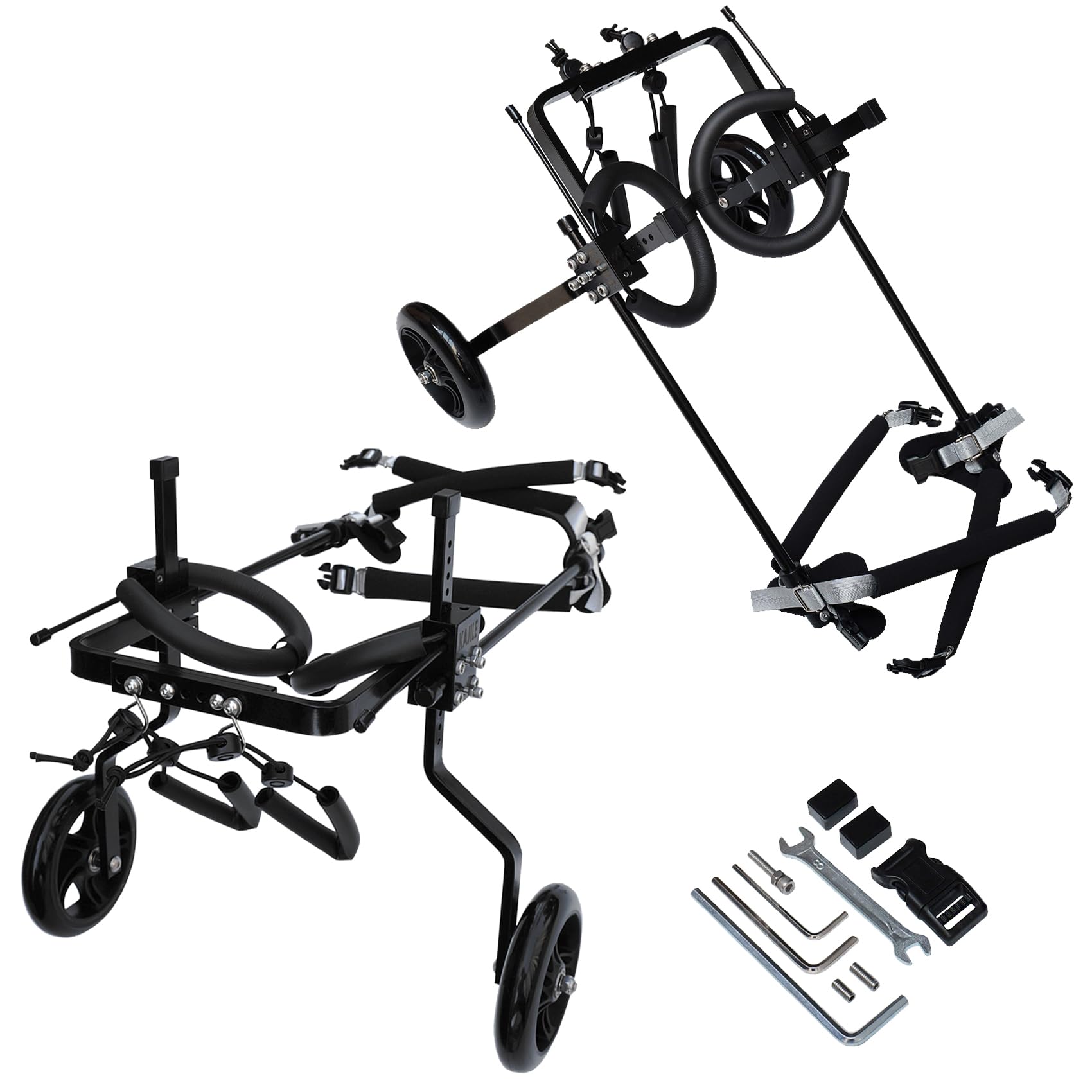 Regulowany Wózek Inwalidzki dla Psa, Rehabilitacyjny, Pasuje 17-22cm Wysokości, 6.3-9.3cm Szerokości, 10-15cm Długości, XXXS-3