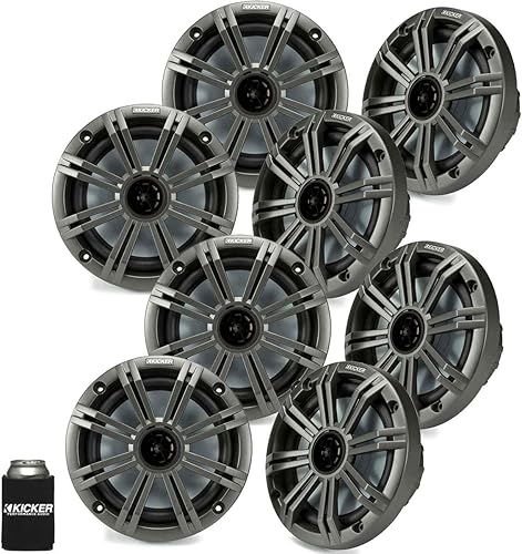 KICKER Altavoces marinos de carbón de 6.5 pulgadas (cantidad 8) 4 pares de altavoces de repuesto OEM