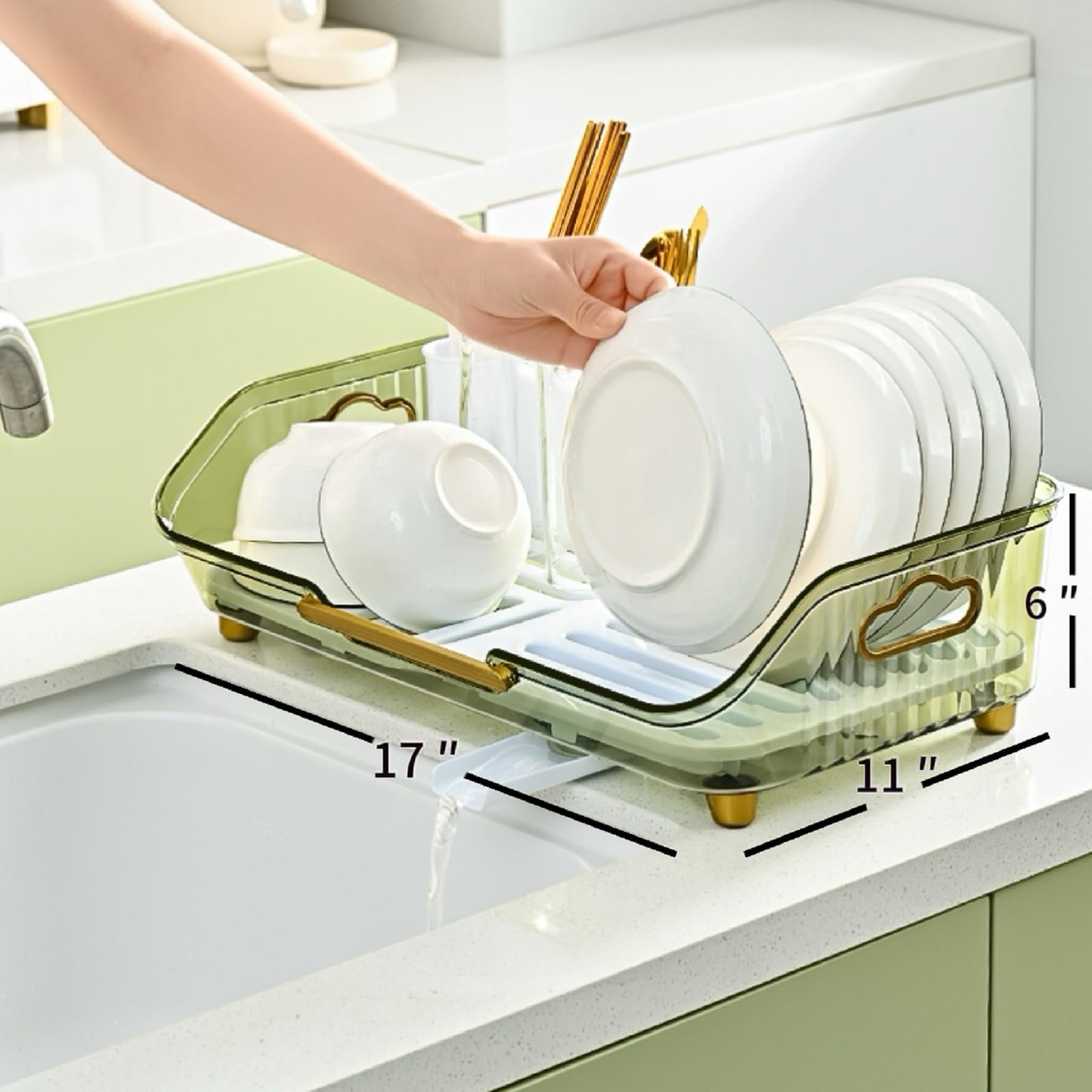 Geschirrkorb, Geschirrkorb Für Spüle, Abtropfschale Geschirr, Geschirrablage Mit Abtropfschale,17" L*11" W*6" H